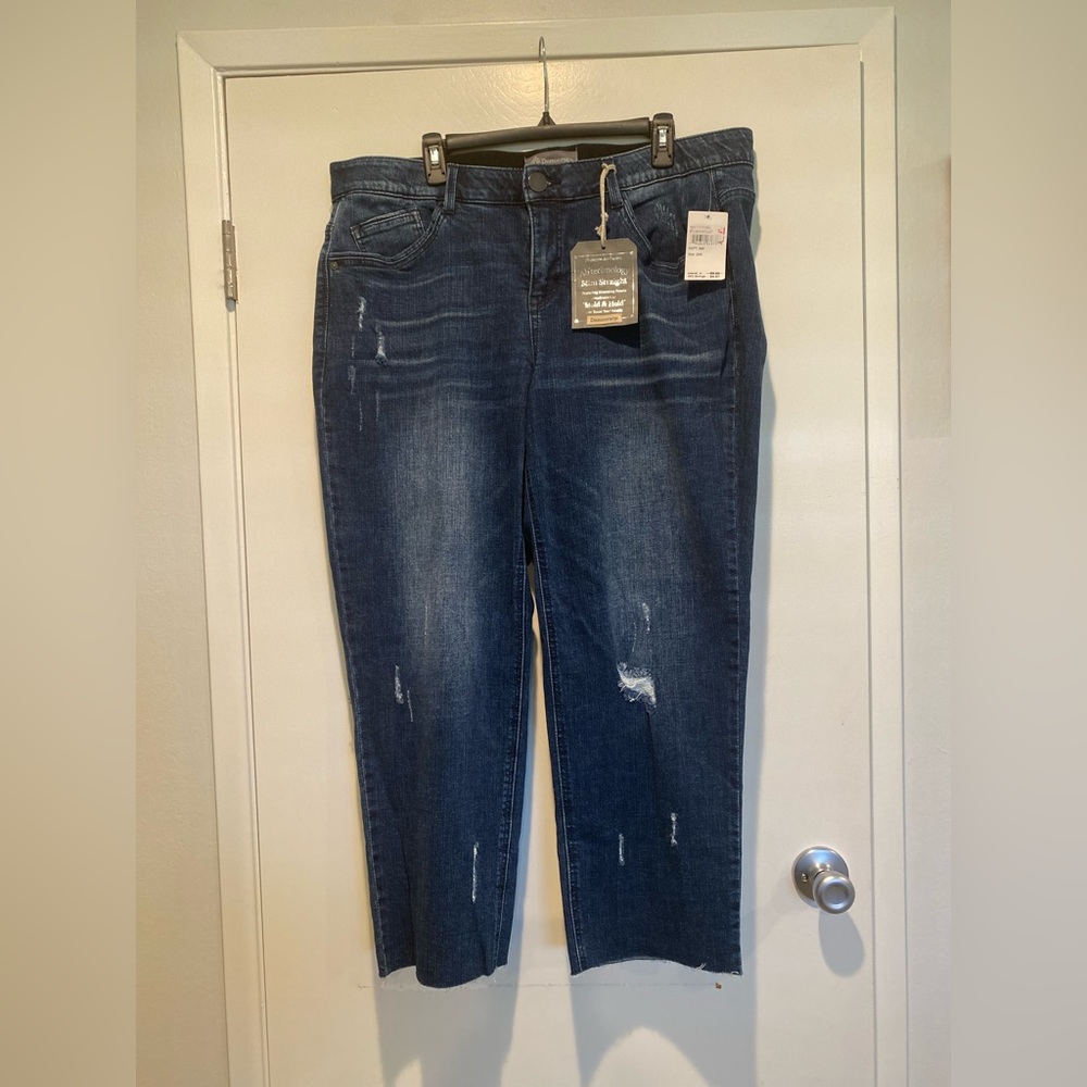 MOVING SALE Democracy slim straight blue jeans with a few distressed spots